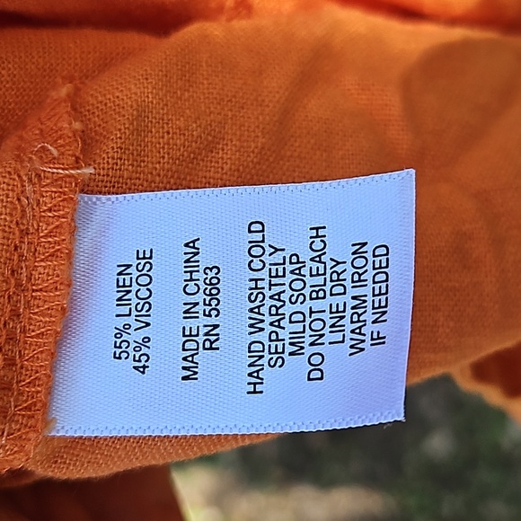 FOR CYNTHIA linen viscose orange side button tunic dress size M - Picture 10 of 15